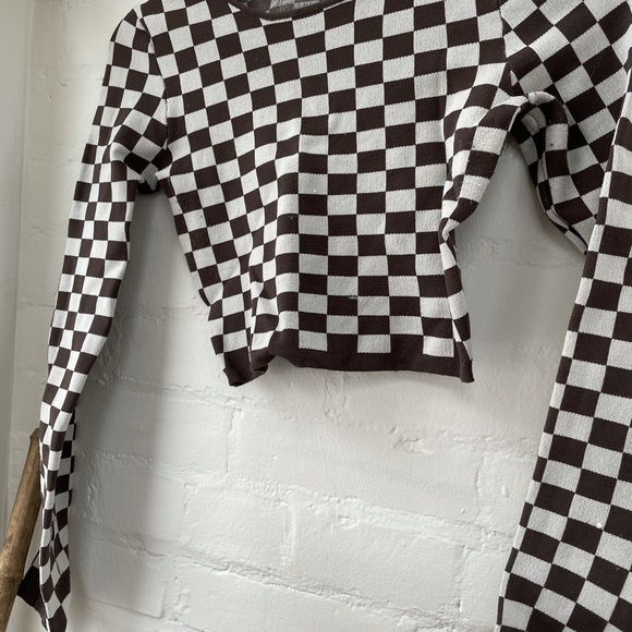 White and brown super cute cropped - Picture 1 of 2